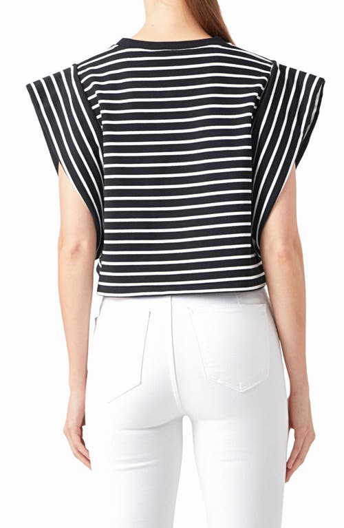 Endless Rose Stripe Crop T-shirt In Black/white