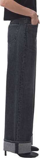 AGOLDE Dame Wide-Leg Cuffed Jeans