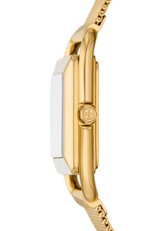 Shop Tory Burch The Miller Square Mesh Strap Watch, 24mm In Ivory/gold/gold Mesh