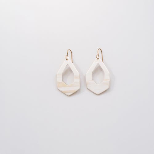 Shop Maadili Collective Hex Deco Drop Earrings In White