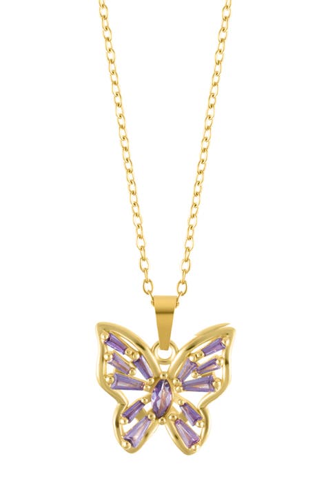 Water Resistant Crystal Butterfly Necklace