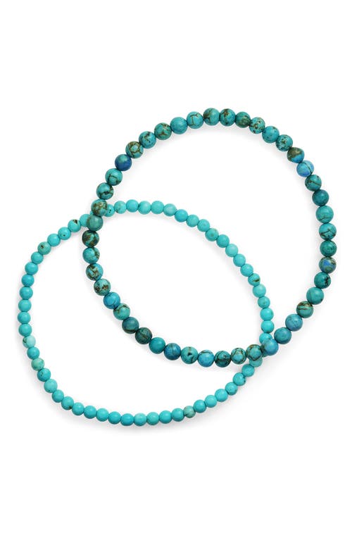 Sterling Forever Stone 2-pack Beaded Stretch Bracelets In Light Turquoise