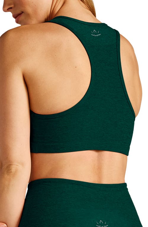 Shop Beyond Yoga Lift Your Spirits Sports Bra In Dark Spruce Green Heather