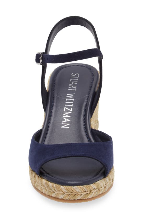 Shop Stuart Weitzman Tia Espadrille Wedge Sandal In Nice Blue