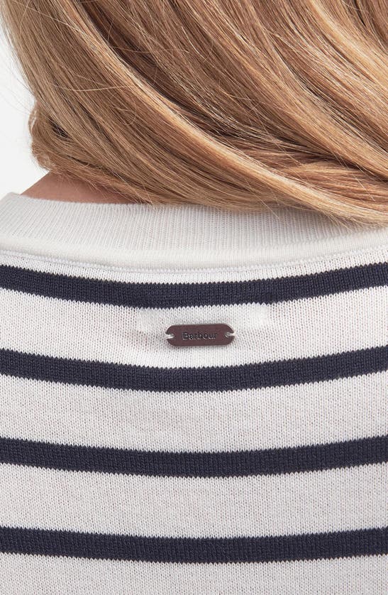 Barbour Ellewood Stripe Cotton Crewneck Sweater In Cloud/ Navy