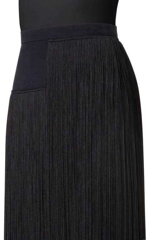 Shop Akris Asymmetric Fringe Silk Crepe Skirt In Black