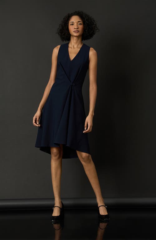 Shop Luxely Sleeveless Fit & Flare Dress In Navy