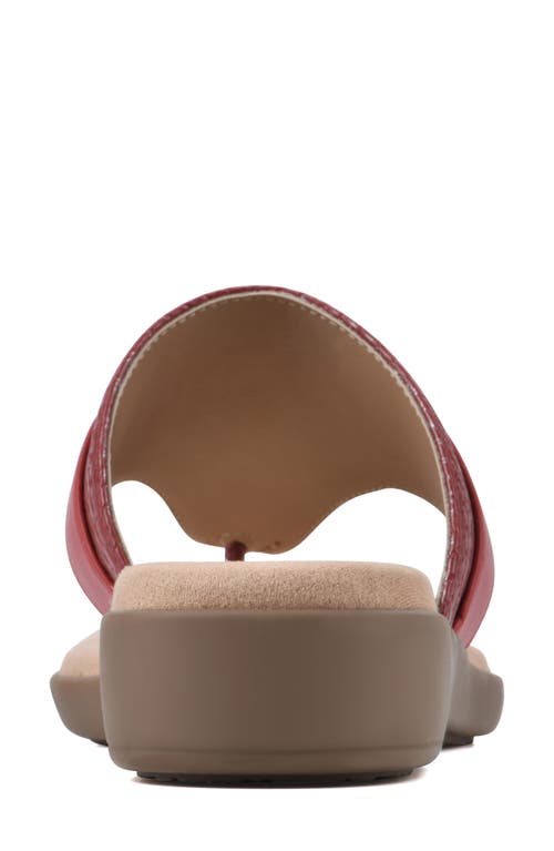 Cliffs By White Mountain Benedict Wedge Thong Sandal In Red/woven