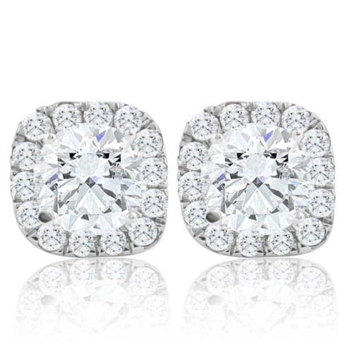Bliss Diamond 2 1/4ct Cushion Halo Diamond Screw Back Studs 14k Gold Earrings In 14k White Gold