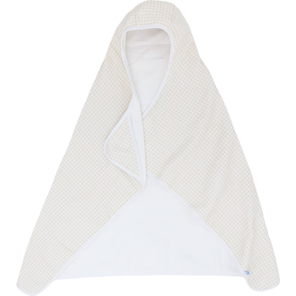Little Unicorn Cotton Muslin & Terry Hooded Towel In Tan Gingham