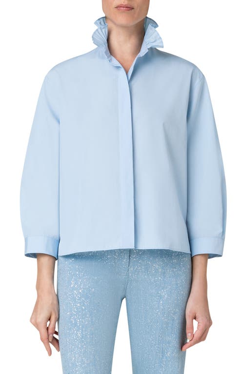 Akris punto Pleated Collar Blouse in 017 Sky at Nordstrom, Size 6