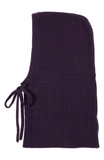 Amicale Cashmere Rib Knit Hood In Dark Purple