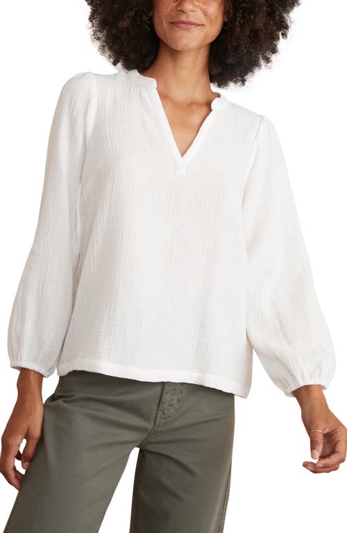 Marine Layer Jamie Banded Collar Double Cloth Top in White