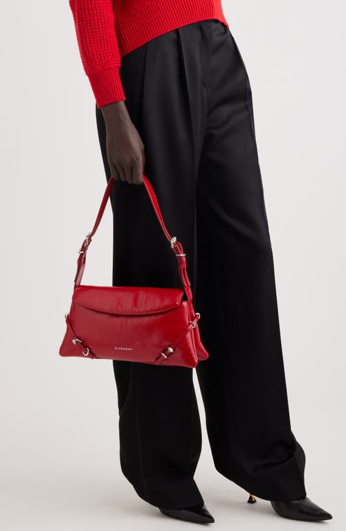 Shop Givenchy Small Voyou Patent Leather Shoulder Bag In Vermillon