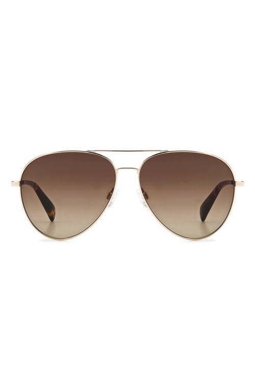 rag & bone 59mm Aviator Sunglasses in Gold Havana/Brown Gradient at Nordstrom