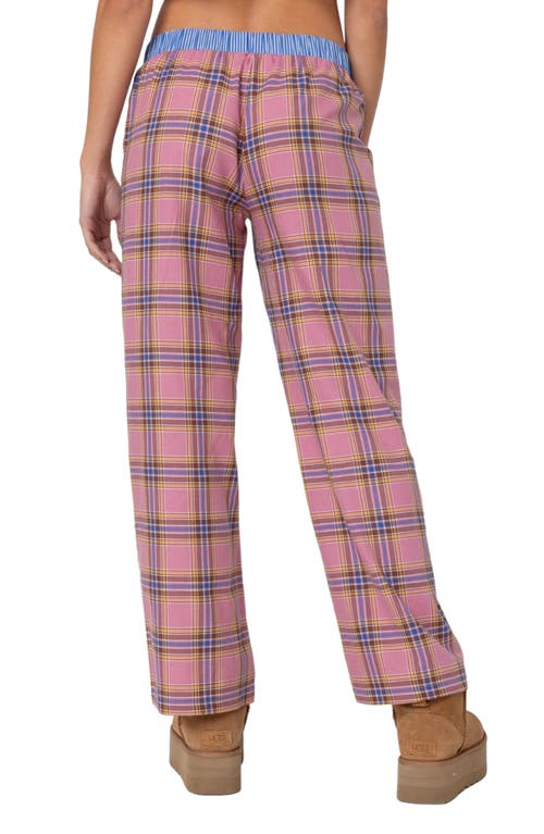 Edikted Plaid & Stripe Pants In Pink