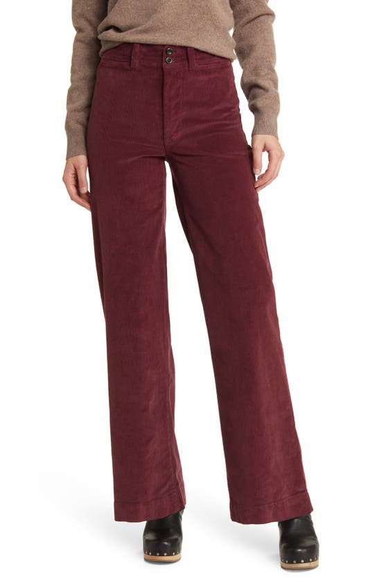 Faherty Corduroy Wide Leg Pants In Maroon Banner