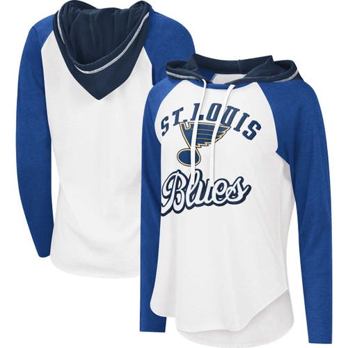 G-III SPORTS BY CARL BANKS Women's Starter White/Blue St. Louis Blues MVP Raglan Hoodie T-Shirt