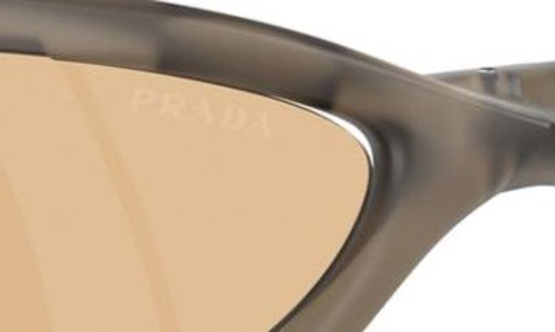 Prada 63mm Oversize Cat Eye Sunglasses In Loden Frosted/ Orange Mirror