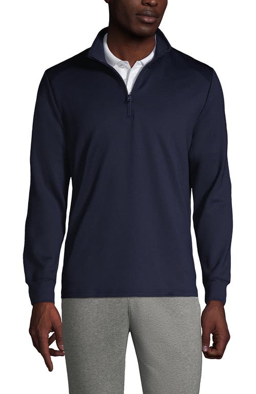 Lands' End Long Sleeve Raglan Hybrid Quarter Zip In Classic Navy