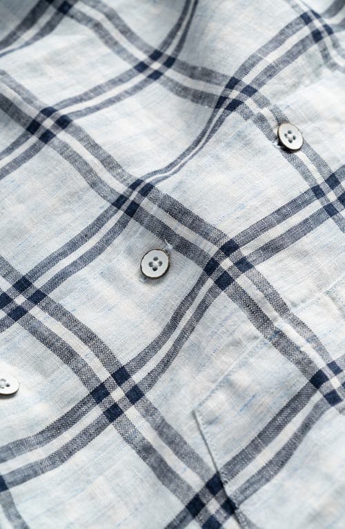 Rodd & Gunn Harwich Plaid Short Sleeve Linen Button-up Shirt In Chambray