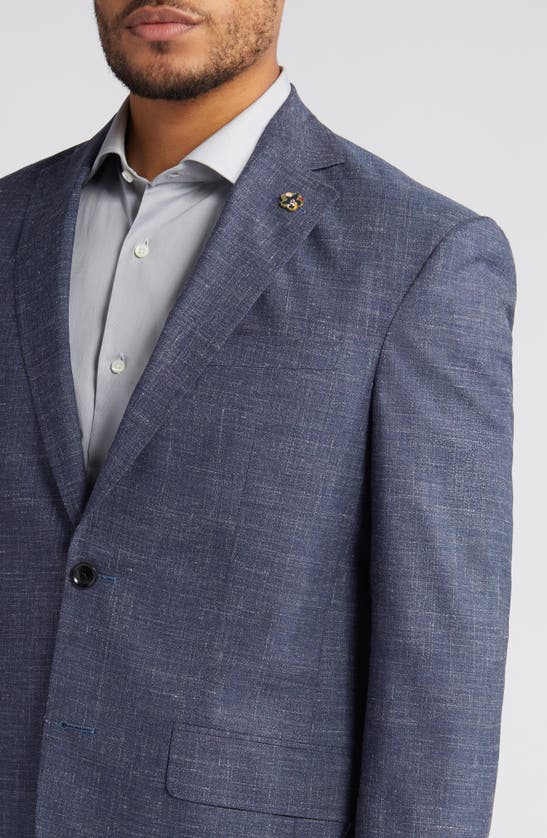 Shop Ted Baker Karl Slim Fit Slub Wool & Silk Blend Suit In Mid Blue