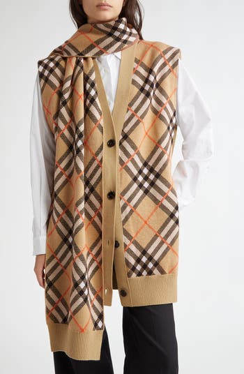 Burberry Check Cape Overlay Cardigan Nordstrom