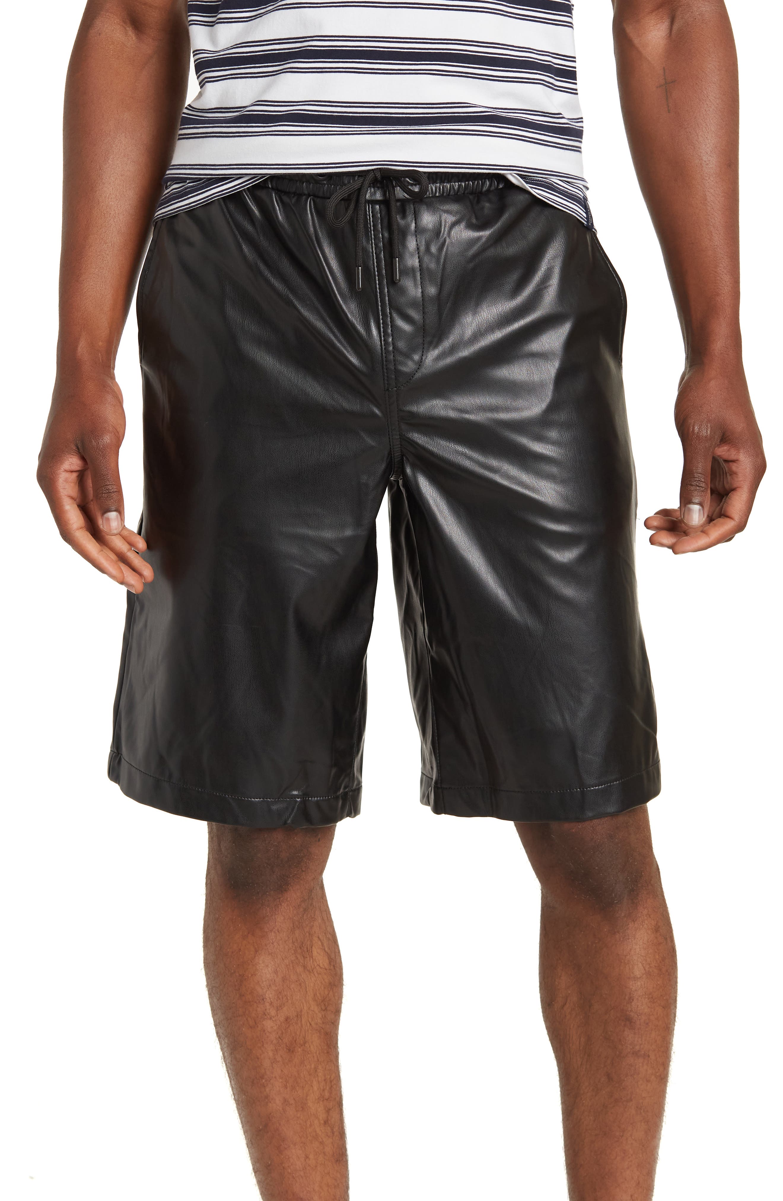 Topman Leather-Look Longline Shorts 