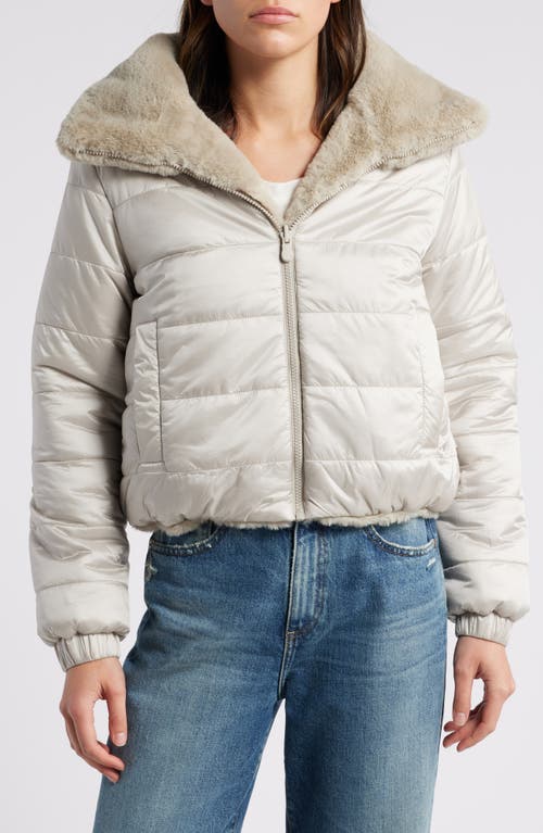 Shop Save The Duck Jeon Wind & Water Resistant Reversible Faux Shearling & Recycled Polyester Puffer Jack In Rainy Beige