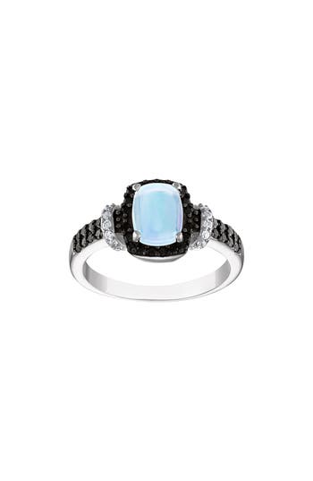 Fzn Sterling Silver Black Spinel & Opal Ring In White