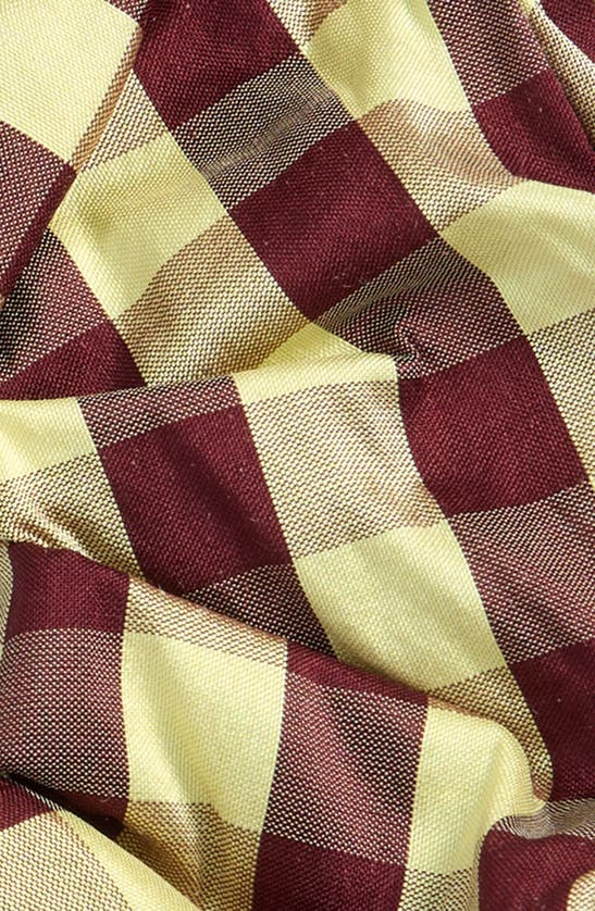 Shop Coming Of Age Oversize Silk Scrunchie In Gingham Burgundy Yellow