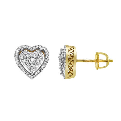Luvmyjewelry Heartland Bling 14k Yellow Gold Diamond Stud Earrings In 14k Yellow Gold