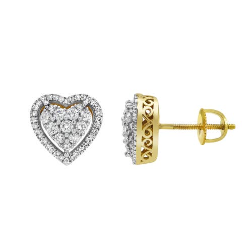 Shop Luvmyjewelry Heartland Bling 14k Yellow Gold Diamond Stud Earrings