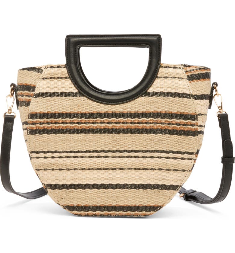 SOLE SOCIETY Eppie Woven Satchel, Main, color, BLACK COMBO