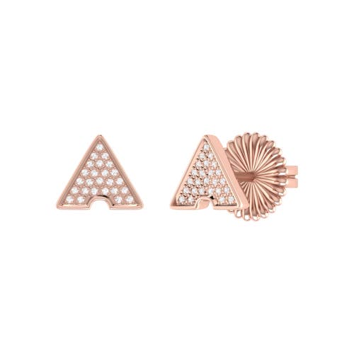 Luvmyjewelry Skyscraper Triangle Sterling Silver Diamond Stud Earring In 14kt Rose Gold Vermeil