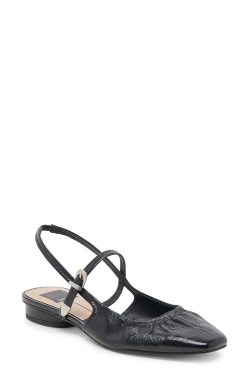 Shop Dolce Vita Rianne Slingback Mary Jane Flat In Midnight Crinkle Patent