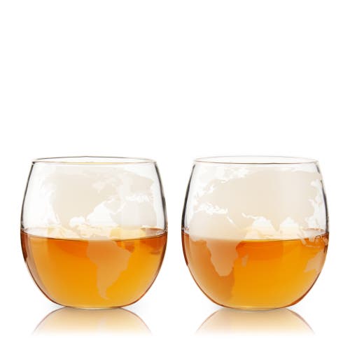 Viski Globe Whiskey Tumblers Set Of 2 In Clear