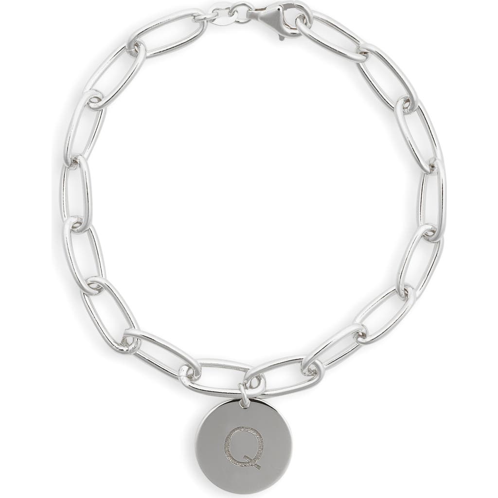 Meshmerise Initial Disc Charm Bracelet In White-q