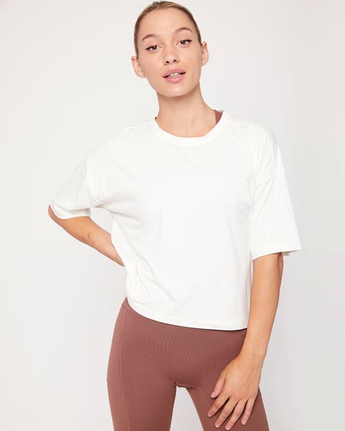 Shop Rebody Active Cozy Boxy Tee Short Sleeve Top In Bone