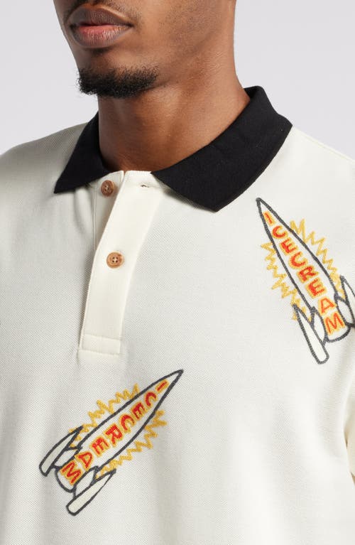 Shop Icecream Anchor Embroidered Polo In Antique White