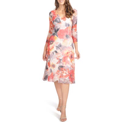 Petite Komarov Chiffon A-Line Dress, Red