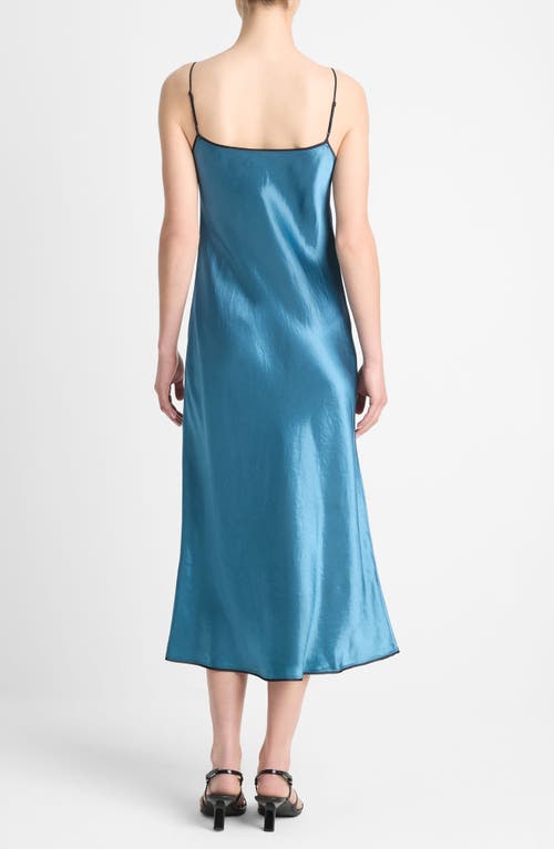 Shop Vince Tipped Satin Slipdress In Blue Waltz/deep Lake