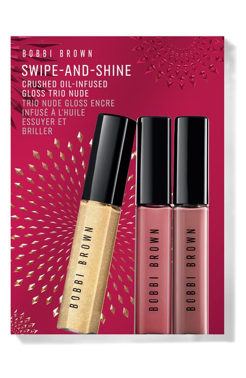 Shop Bobbi Brown Crushed Oil Infused Hydrating Lip Gloss Trio Holiday Gift Set $66 Value In Nude