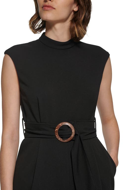 Calvin Klein Belted Scuba Crepe Jumpsuit In Black