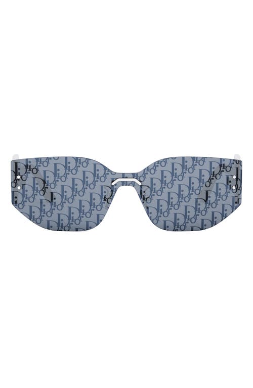 Shop Dior 'club M6u Shield Sunglasses In Shiny Palladium/smoke Mirror