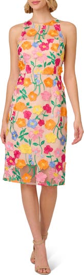 Adrianna Papell Floral Embroidered A Line Midi Dress Nordstrom