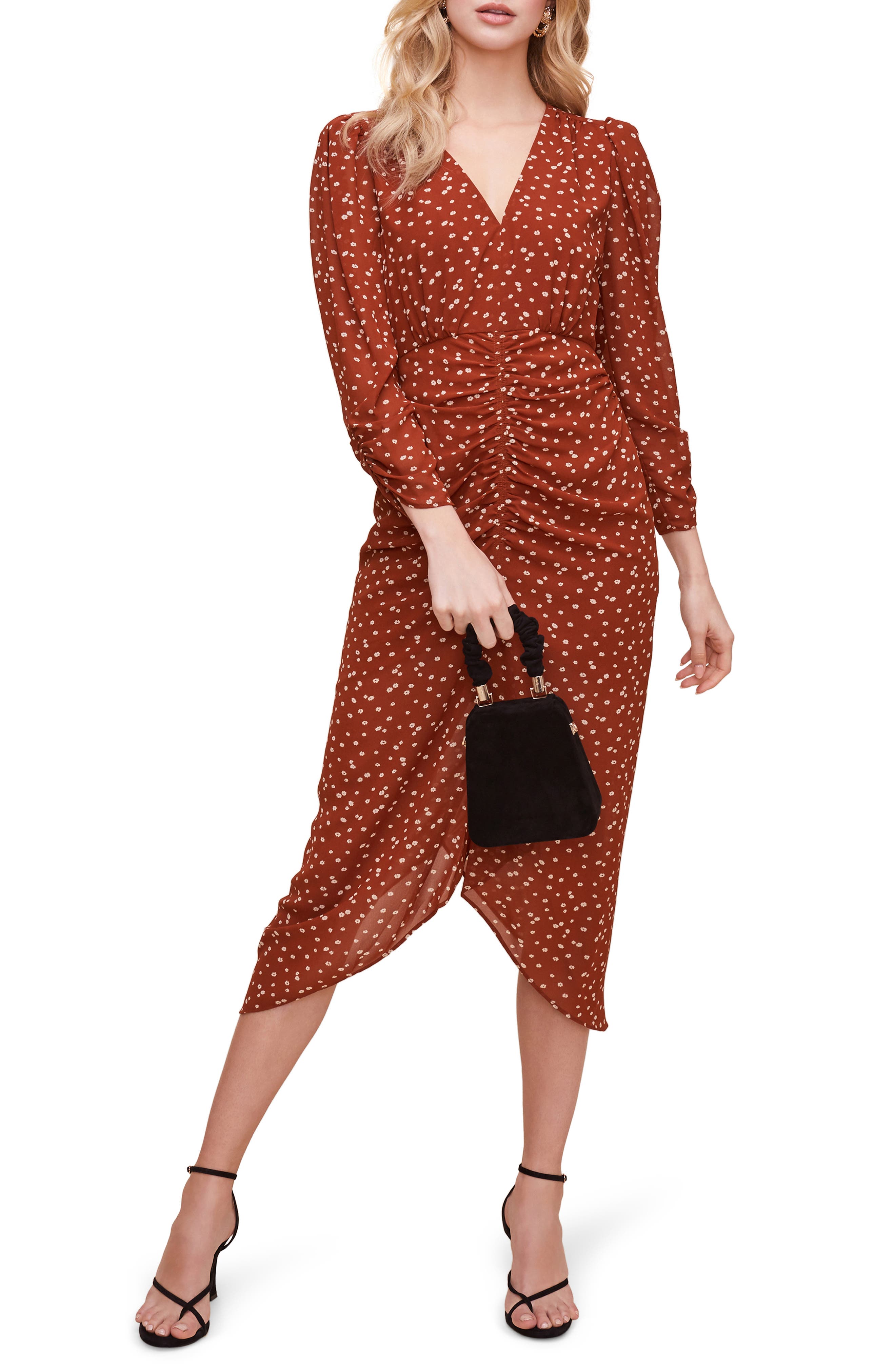 ASTR the Label Ruched Front Midi Dress Nordstrom
