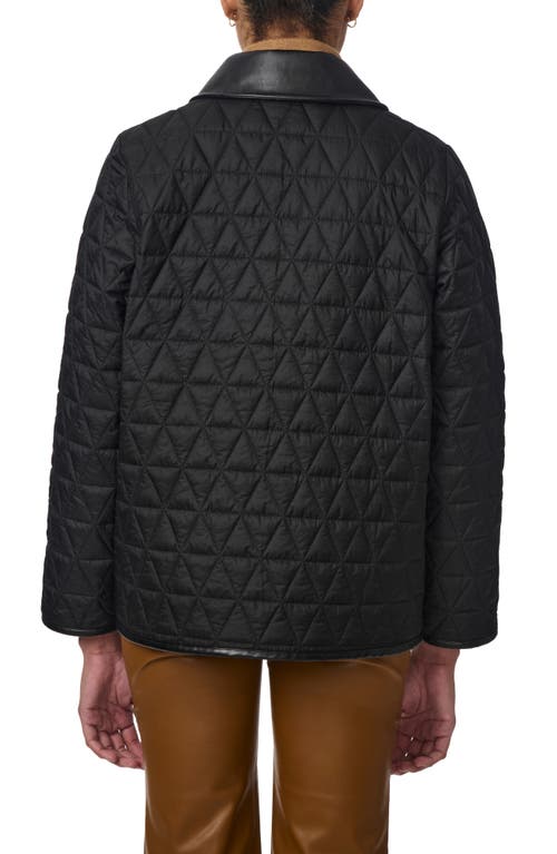 Shop Bernardo Quilted Faux Leather Trim Recycled Nylon Jacket In Black