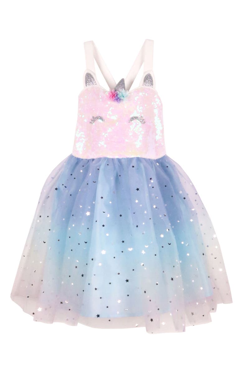 Zunie Kids' Unicorn Sequin Top Star Foil Skirt Dress | Nordstromrack