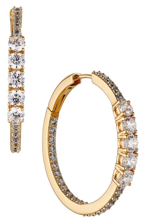 Nadri Love All Cubic Zirconia Medium Hoop Inside Out Earrings in Gold at Nordstrom
